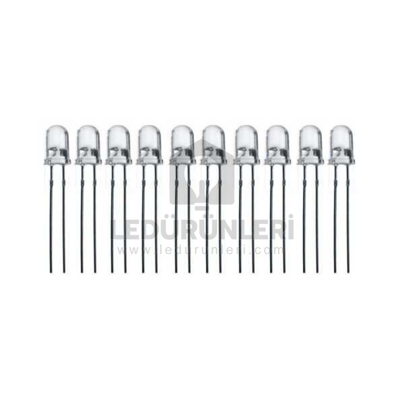 LEDLEN 5mm 2 pin Şeffaf Led Dip Oval (Round) 1000 Adet