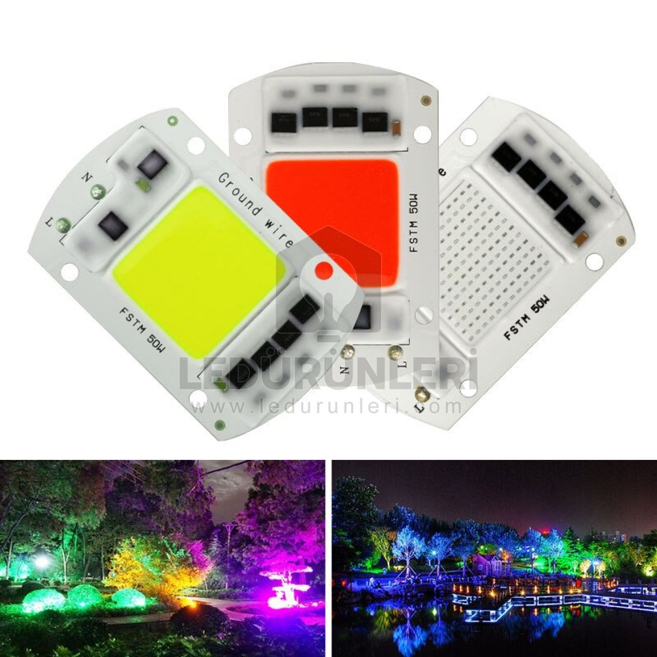 LEDLEN 50W. 220V. Led Projektör Pcb Cob Led