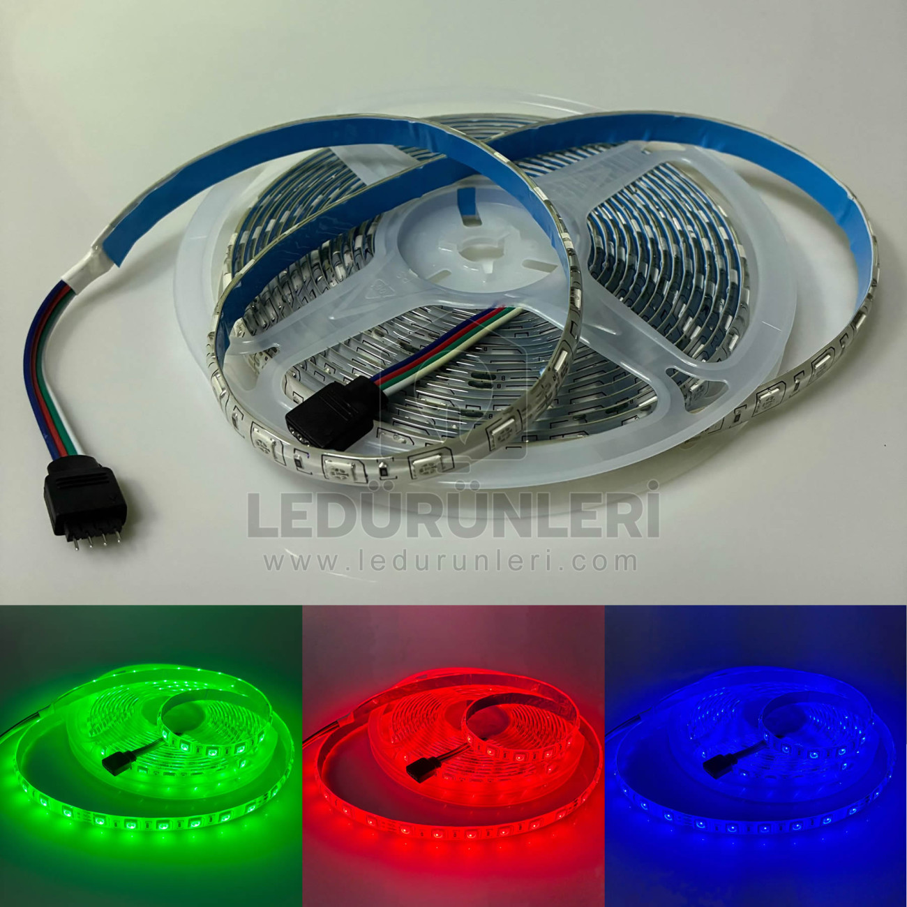 LEDLEN 24v 5050 60Led/m RGB Şerit Led Dış Mekan Silikonlu (IP65) (5 Metre)