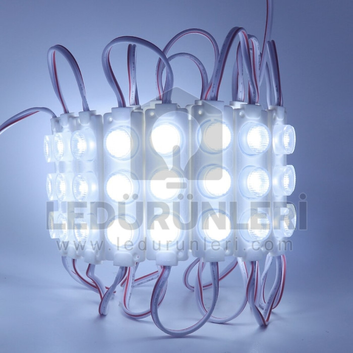 LEDLEN 24v. 3w. 3030 Yüksek Işık Lens Mercekli 3lü Modül Led