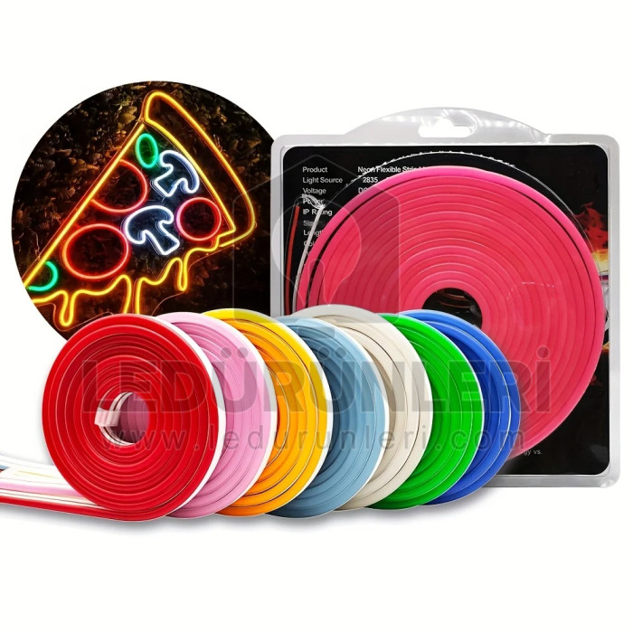 6x12mm Neon LED Şerit – Esnek, Dekoratif ve Suya Dayanıklı Işık (5 Metrelik) - LED.00241