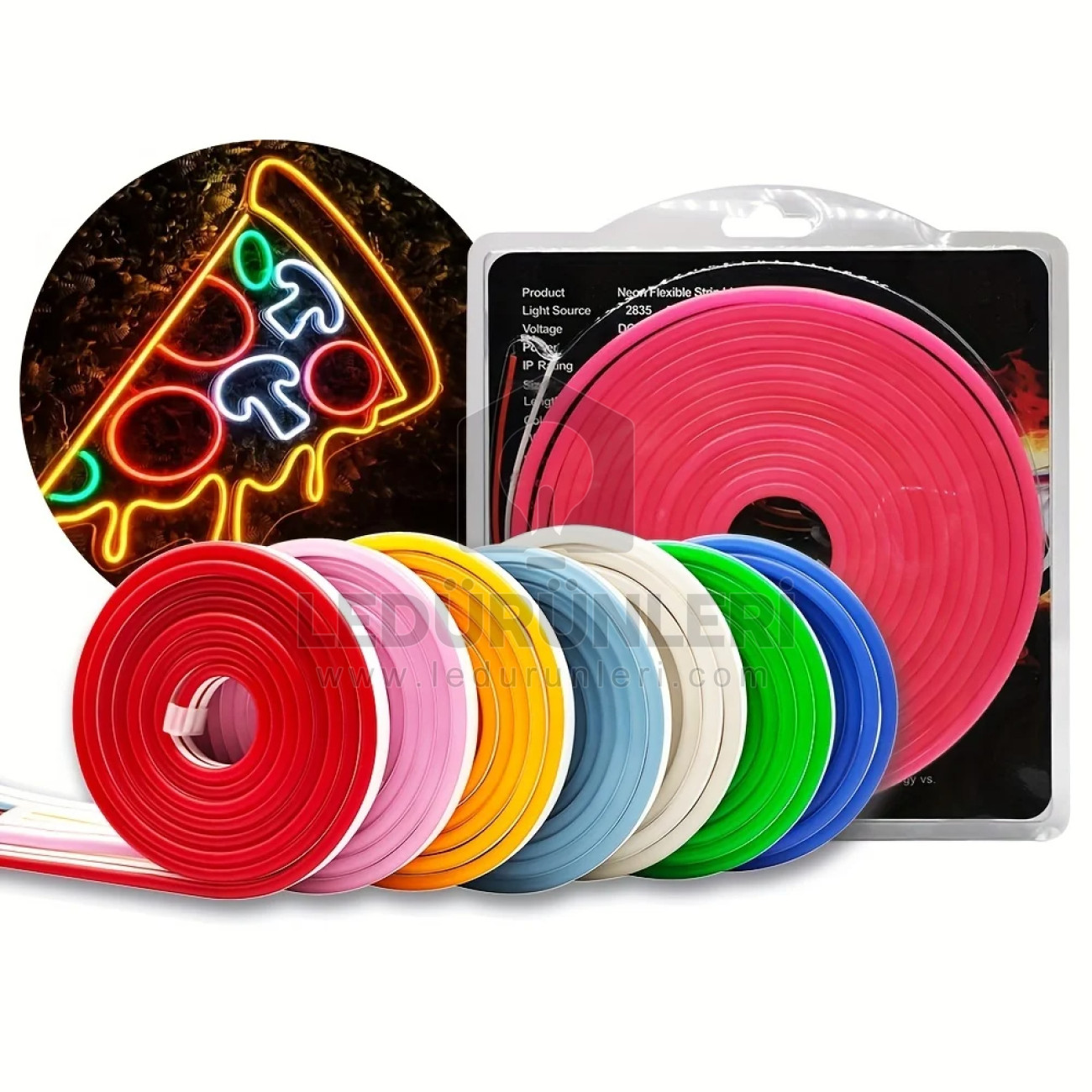 LightGo 6x12mm Neon LED Şerit – Esnek, Dekoratif ve Suya Dayanıklı Işık (5 Metrelik)