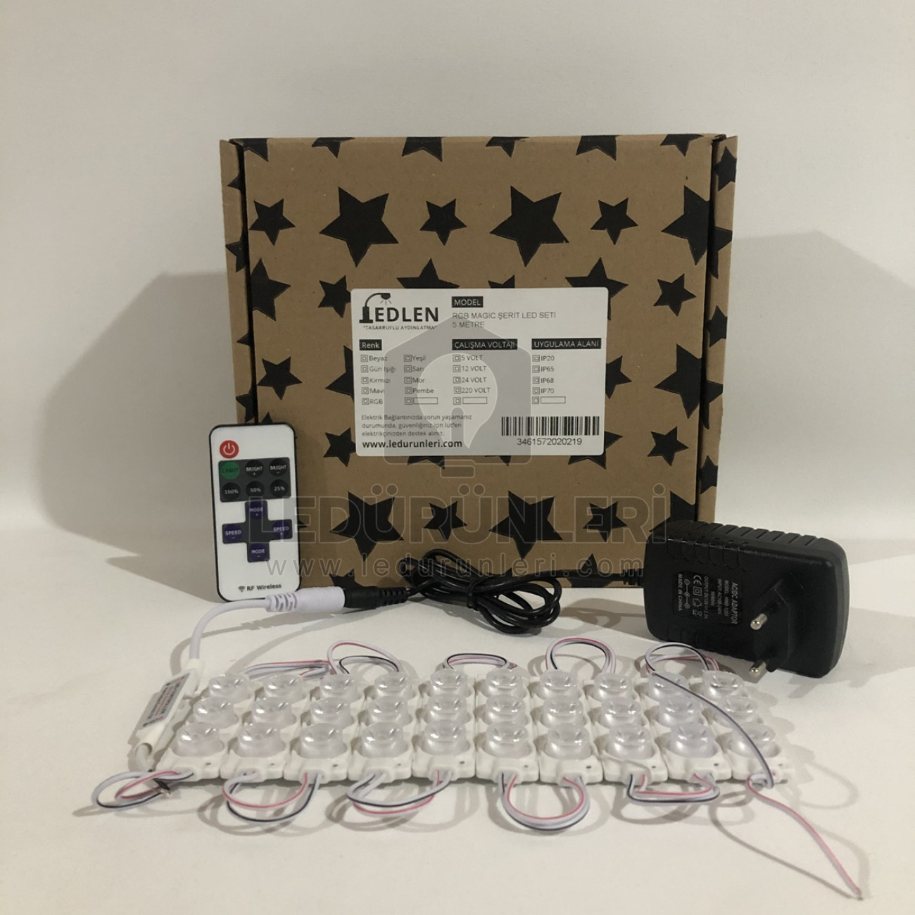 LEDLEN Yüksek Işıklı Aydınlatma (Dimmer Kumanda+Adaptör) - Hazır Set