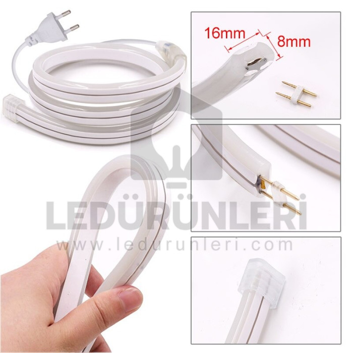 220v 8x16mm Neon Hortum Led Dış Mekan (50 Metre) - LED.00289