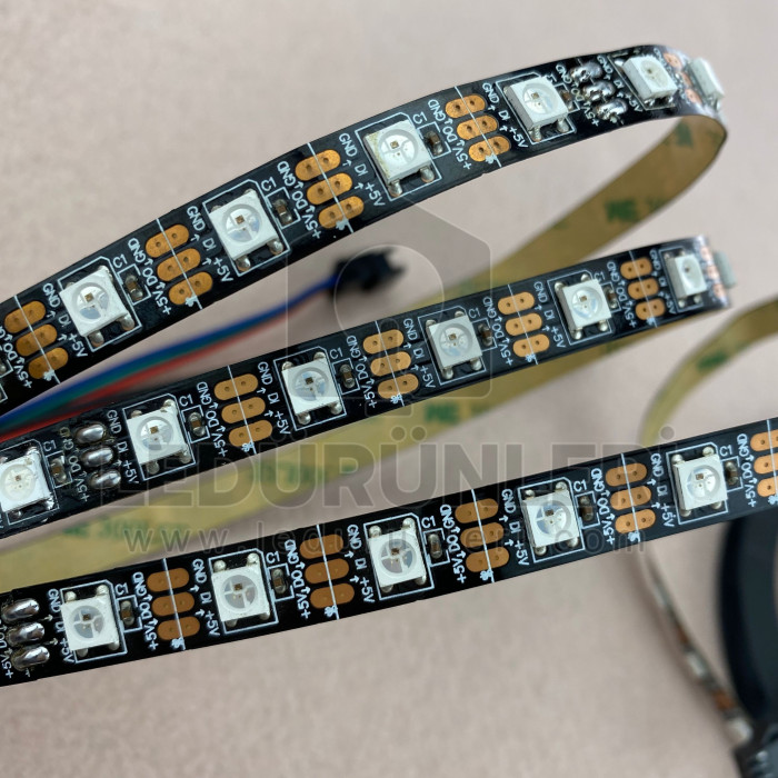 5v WS2812b RGB Magic Pixel Şerit Led İç Mekan mt/60 Ledli (5 Metre) - LED.00308