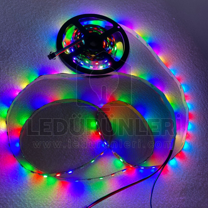 5v WS2812b RGB Magic Pixel Şerit Led İç Mekan mt/60 Ledli (5 Metre) - LED.00308