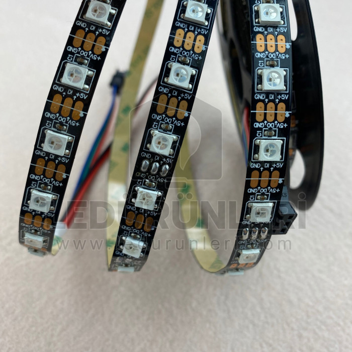 5v WS2812b RGB Magic Pixel Şerit Led İç Mekan mt/60 Ledli (5 Metre) - LED.00308