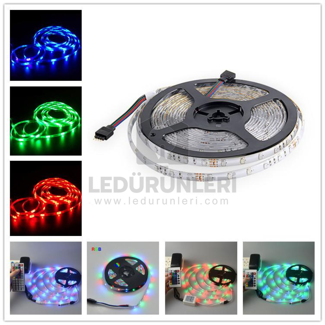 LEDLEN 12v 5050 RGB Şerit Led Mt/30 Ledli İç Mekan 5 Metre