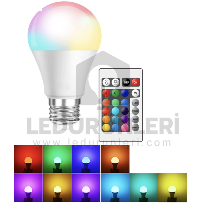 LEDLEN 9W E27 Duylu Kumandalı Rgb Led Ampül