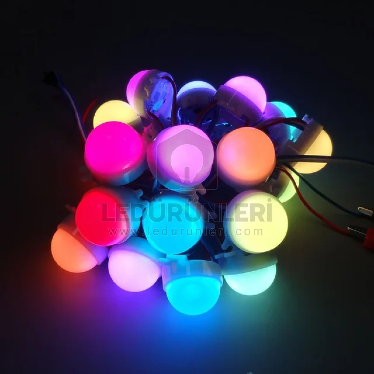 LEDLEN 30mm RGB Pixel Modül LED 20 Adet – 12V Adreslenebilir Tabela ve Dekor Aydınlatma
