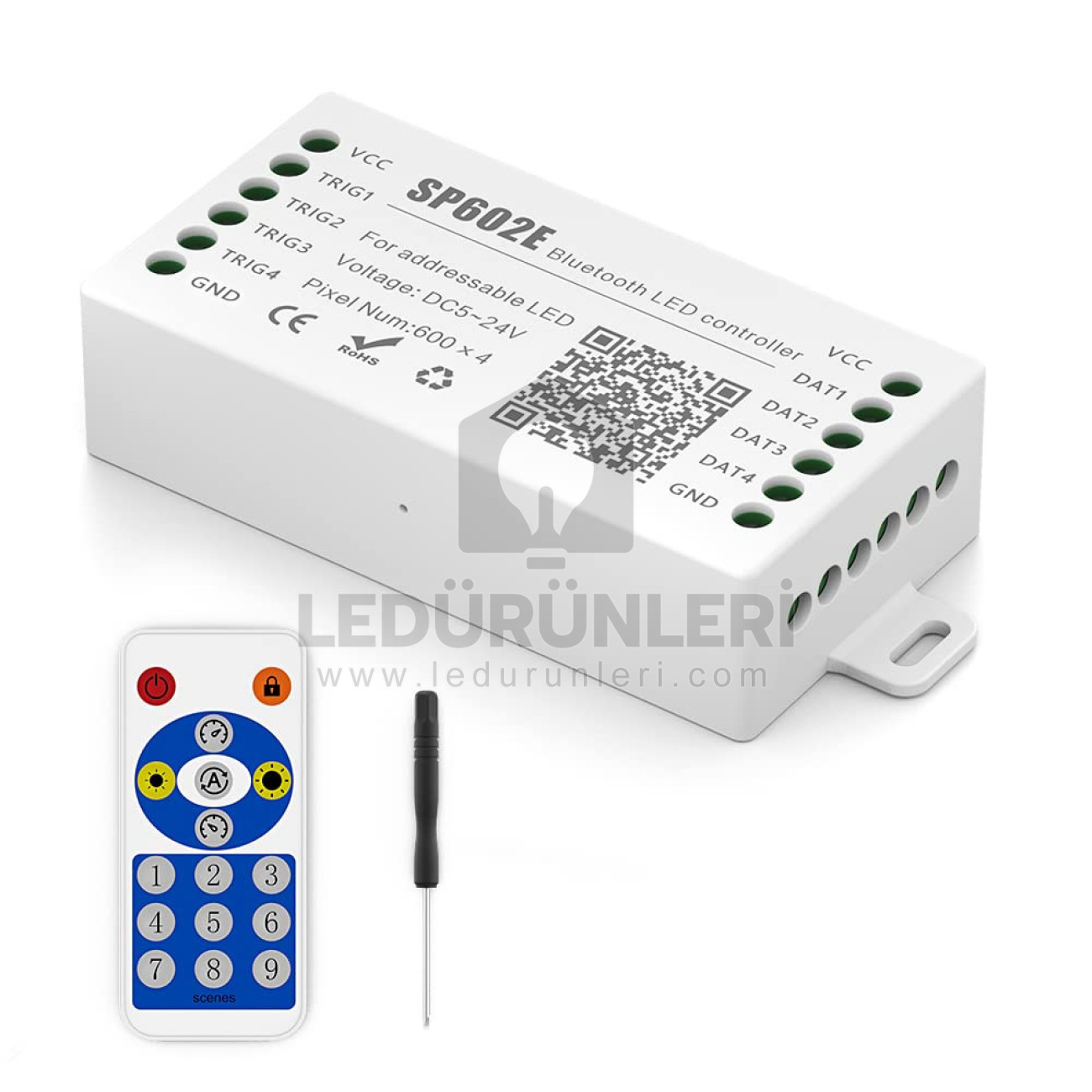 Hangova SP602E SPI Pixel Led Müzik Kontrol Cihazı - 4 Çıkışlı - Bluetooth APP Kontrolü