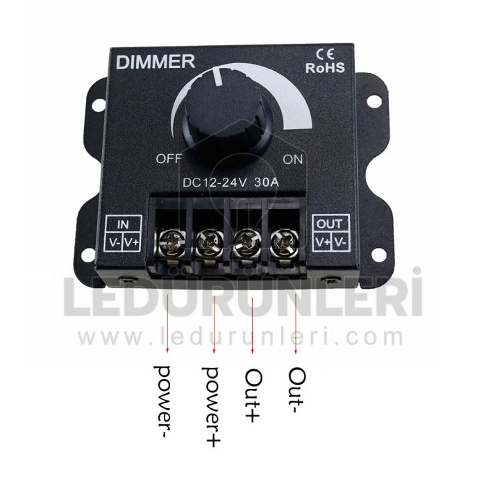 Manuel Pot Çevirmeli 12V, 24V 30A. Led Dimmer - LED.00056