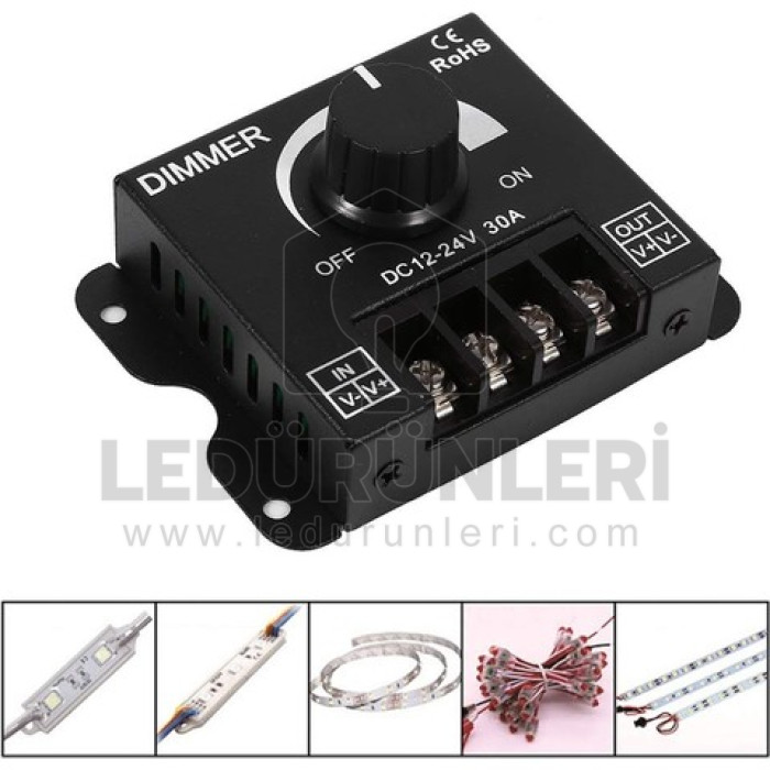 Manuel Pot Çevirmeli 12V, 24V 30A. Led Dimmer - LED.00056