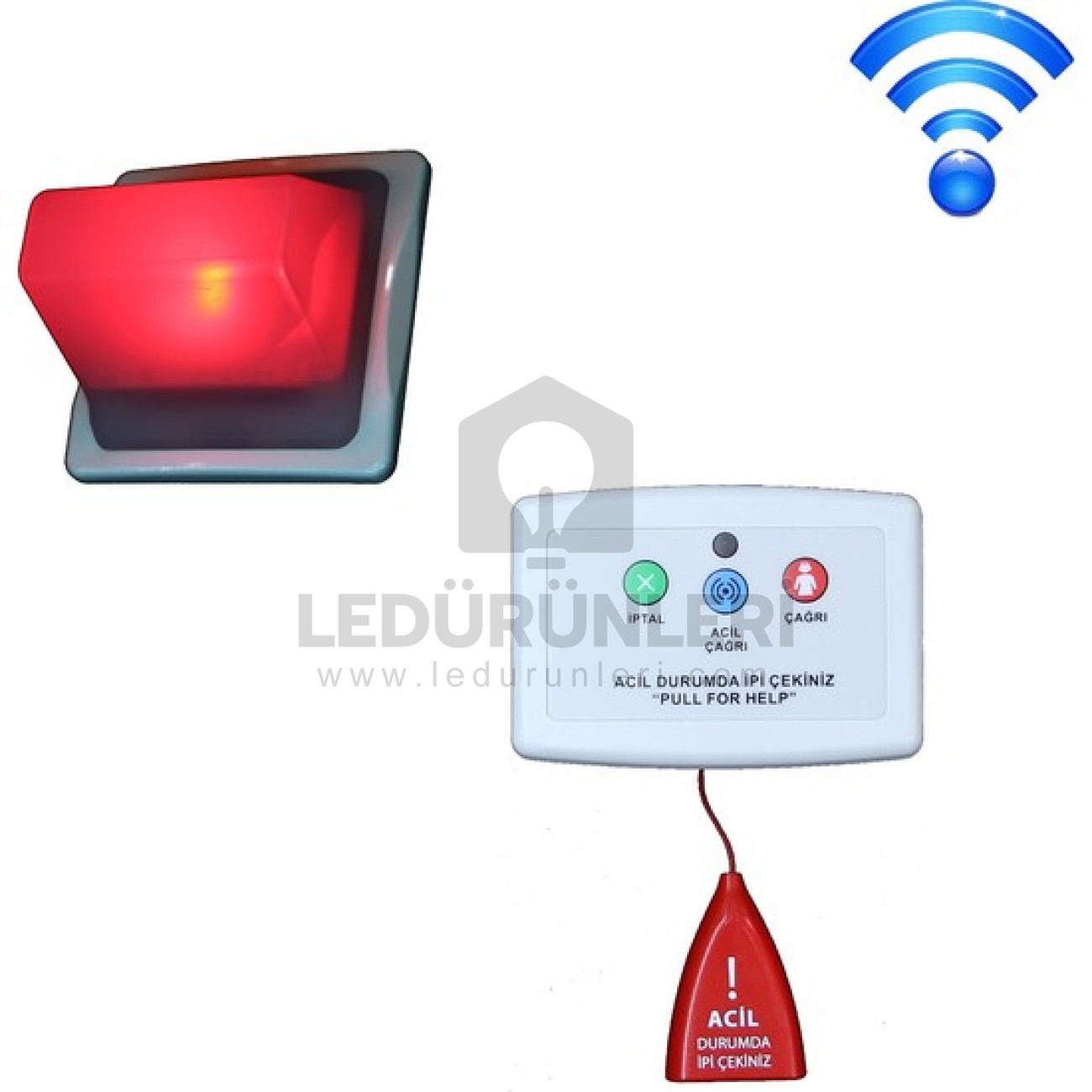 DijitalScreen LED Engelli Acil Çağrı Butonu ve Işıklı Ikaz Seti Kablosuz
