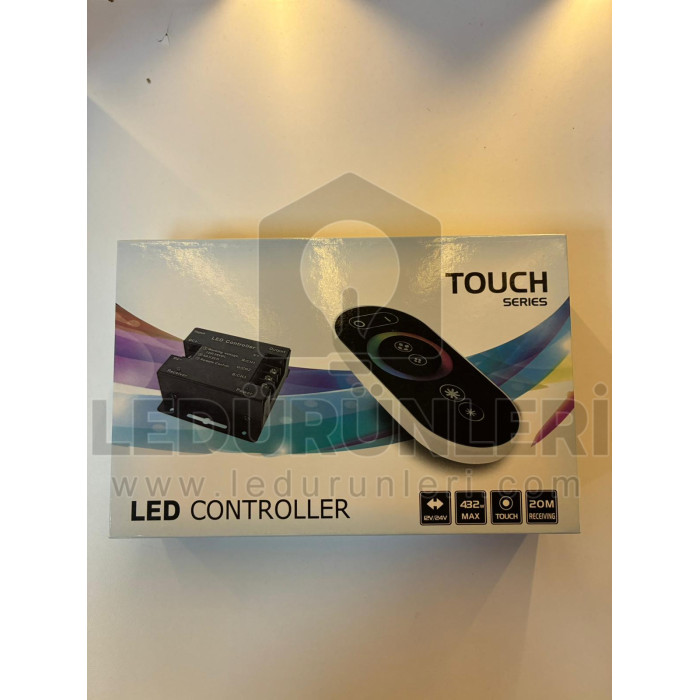 Dokunmatik RGB LED Kumandası – 36A (12A×3CH) 12–24V, Kablosuz Kumandalı RGB Kontrolcü Seti - LED.00682