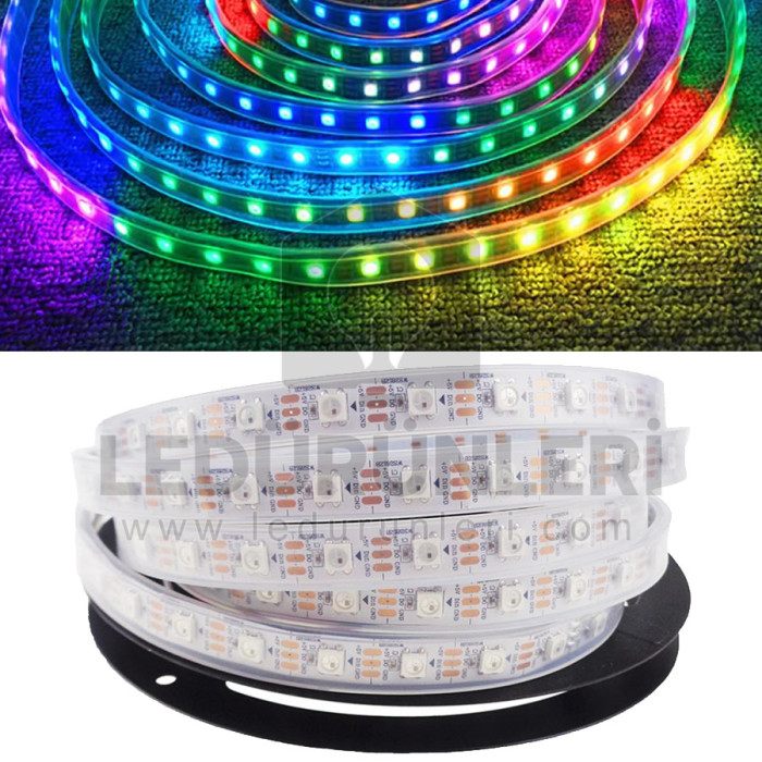 5v WS2812b RGB Magic Pixel Şerit Led IP68 Tamamen Silikonlu 1m/60Led (5 Metre) - LED.00684