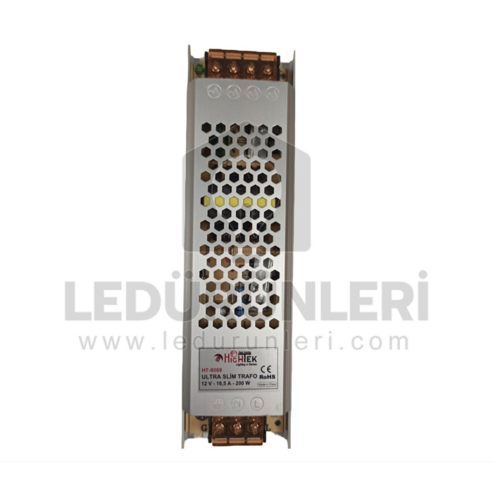 12V. 16,5A. 200W. Metal Ultra Slim Kasa Led Trafosu Adaptör - LED.00757