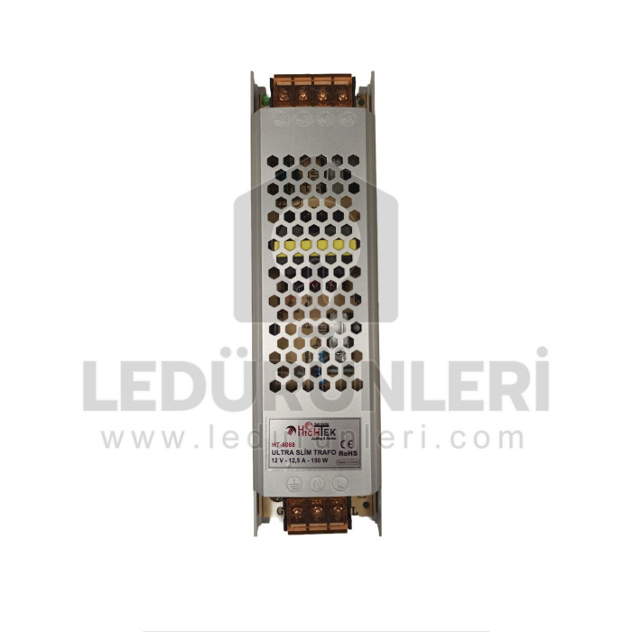 12V. 12,5A. 150W. Metal Ultra Slim Kasa Led Trafosu Adaptör - LED.00758