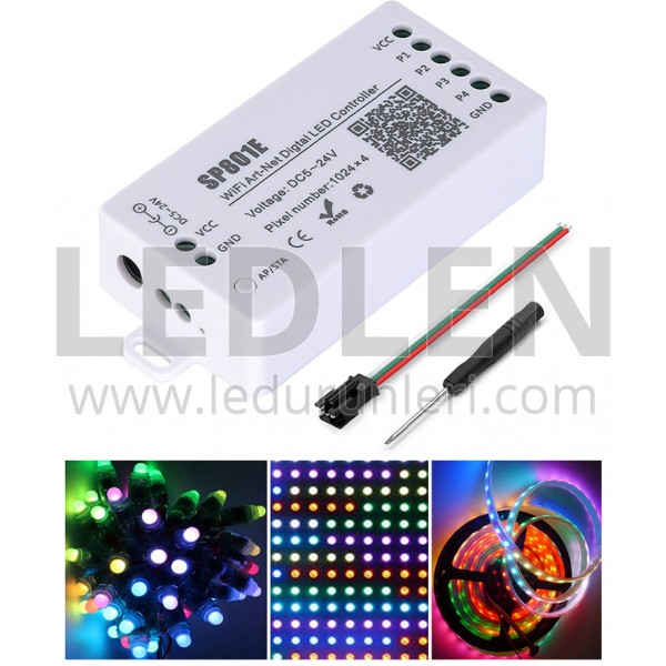 SP801E Wifi Art-Net sihirli LED denetleyici LED matris Panel modülü WS2812B WS2811 ışık şeridi kablosuz kontrol iOS Android DC5-24V