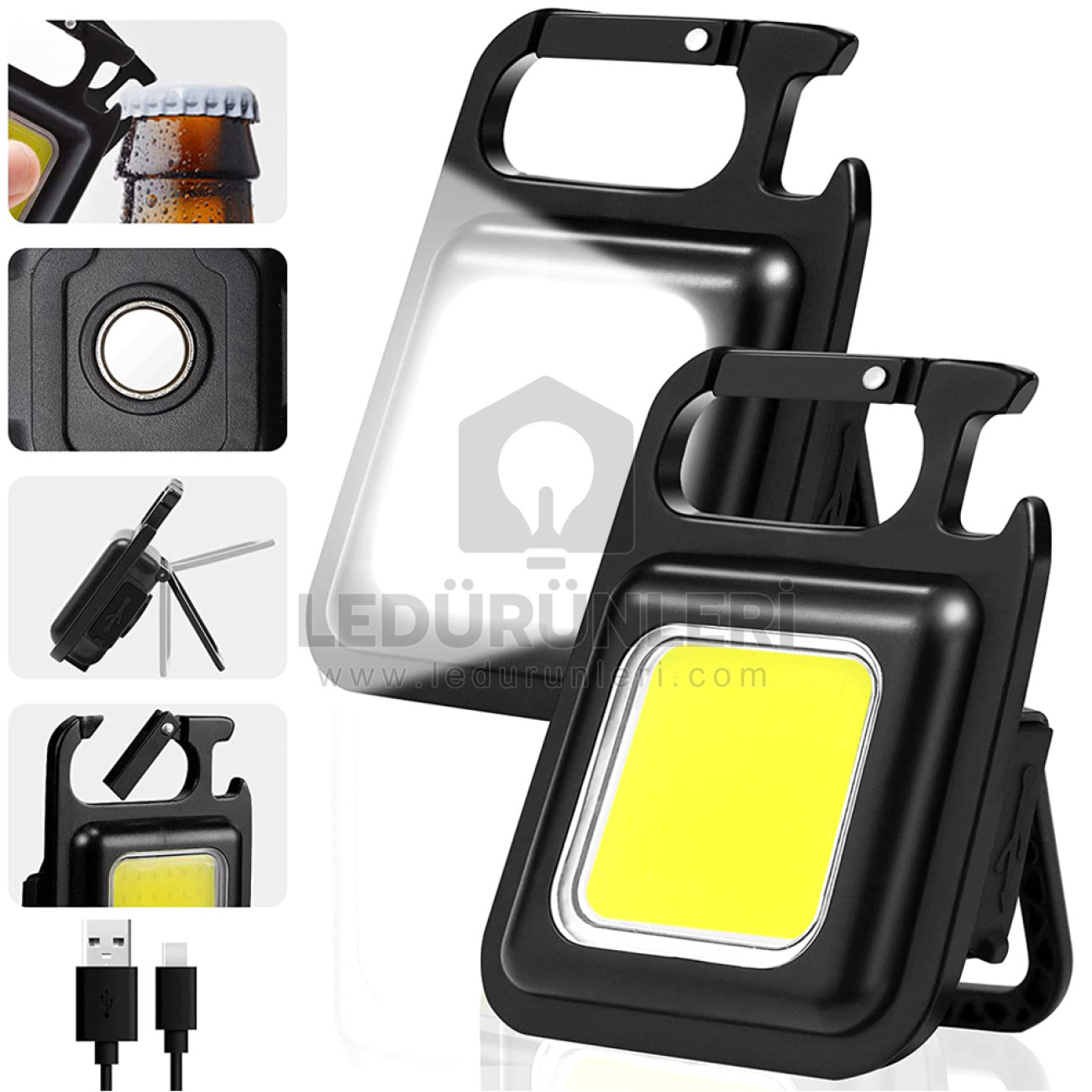 LEDLEN Cob Ledli Çok Amaçlı Cep / Şarjlı Yüksek Işıklı El Feneri