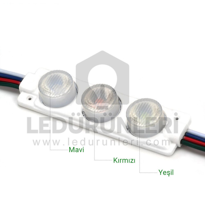 12v 3Lü 3W. Lensli Mercekli RGB Modül Led - LED.00791