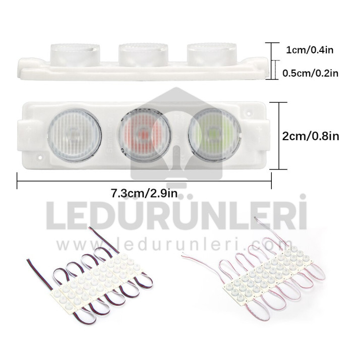 12v 3Lü 3W. Lensli Mercekli RGB Modül Led - LED.00791