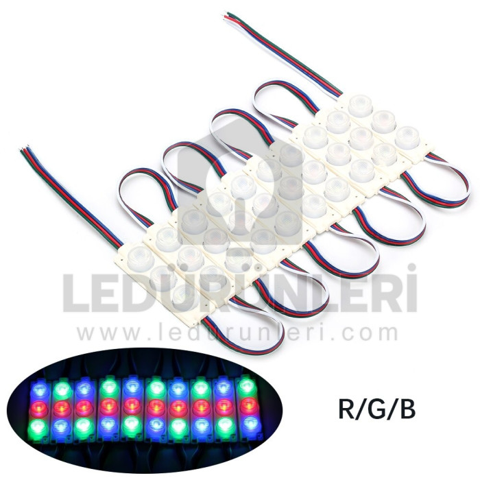 12v 3Lü 3W. Lensli Mercekli RGB Modül Led - LED.00791