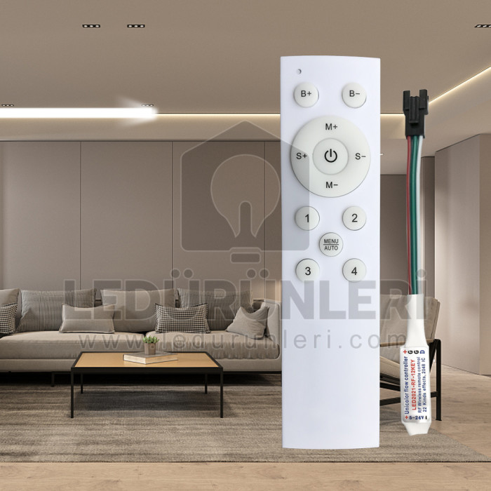 Tek Renk Pixel Şerit Led Kontrol Cihazı RF Kontrol Kumandalı - LED.00802