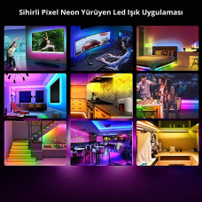 5 Metre Pixel Neon LED Hazır Set | RF Kumanda + Adaptör Dahil | Tak Çalıştır
