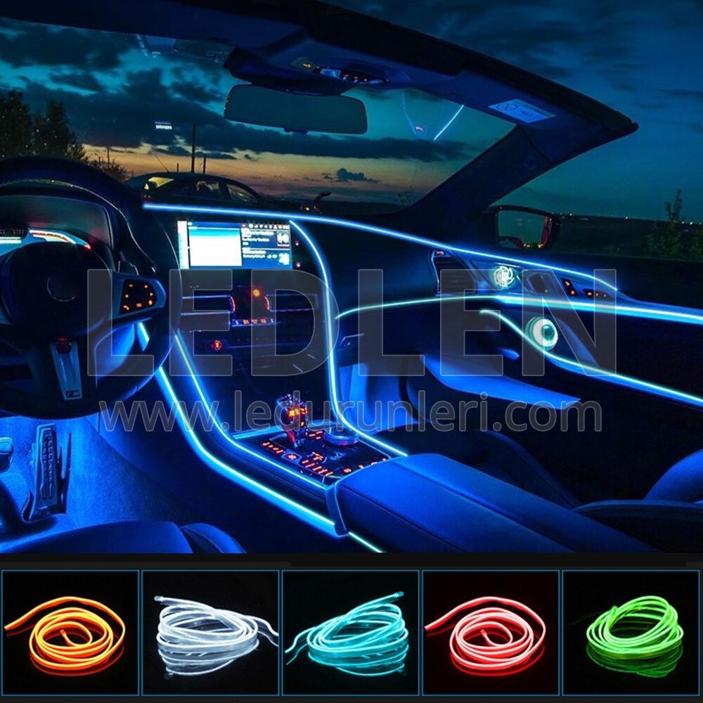 Oto Araç içi Neon İp Led | 12 Volt 3 Metre Torpido Ledi - LED154326