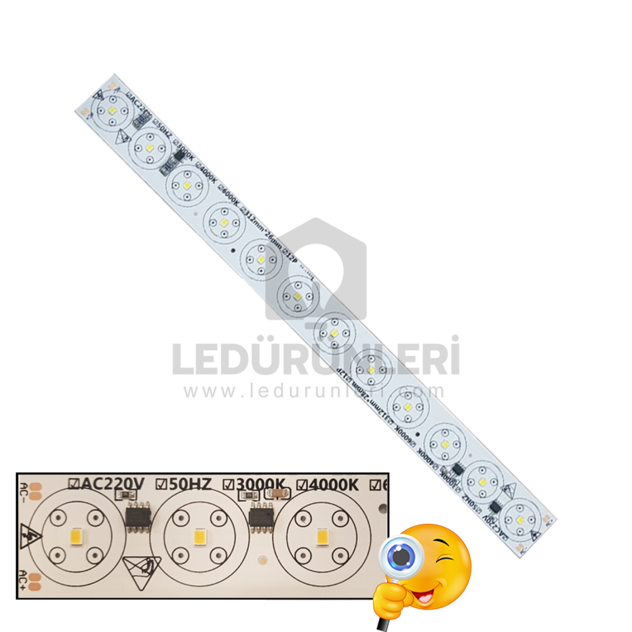 LEDLEN 220 Volt 12 Watt SMD 2835 Ledli Hazır Wallwasher PCB
