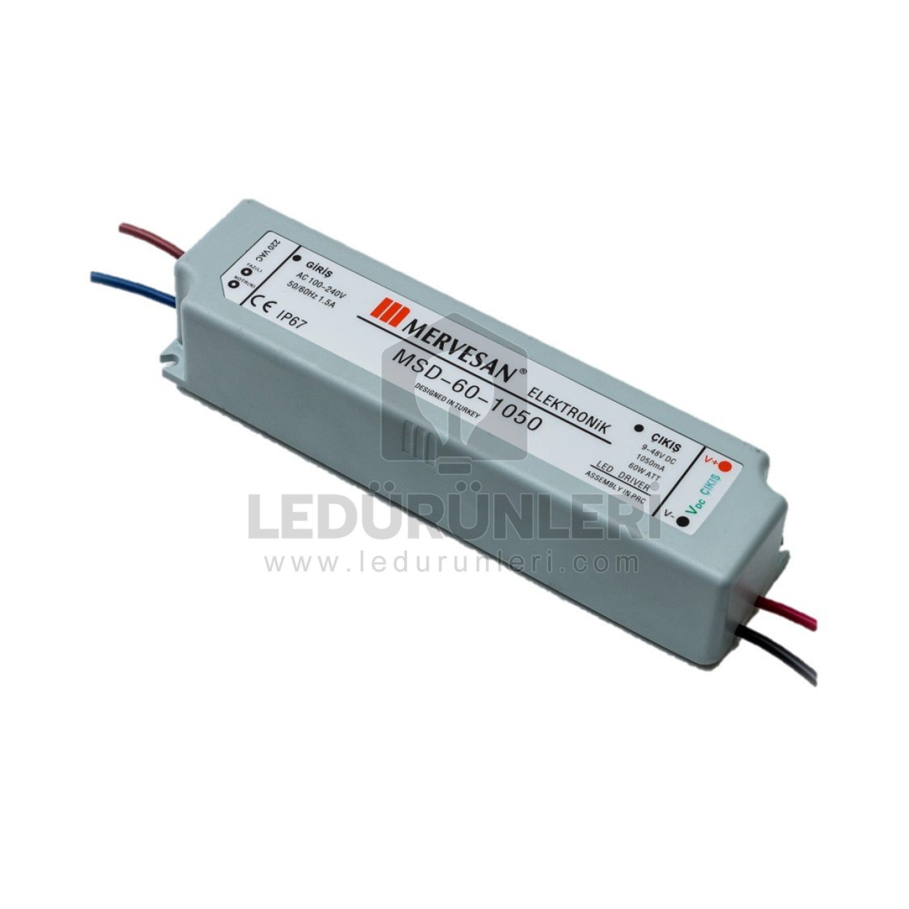 Mervesan 9-48V 1050mA 60W IP 67 Led Sürücü