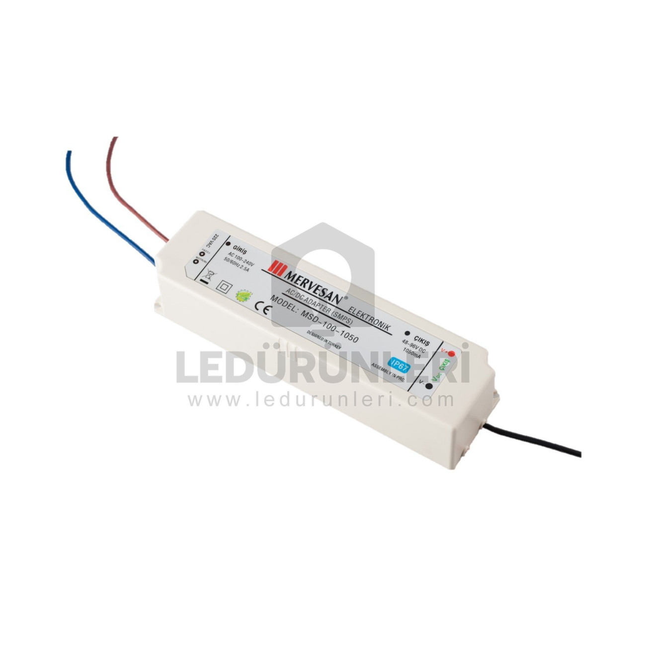 Mervesan 48-96V 1050mA 100W IP 67 Led Sürücü