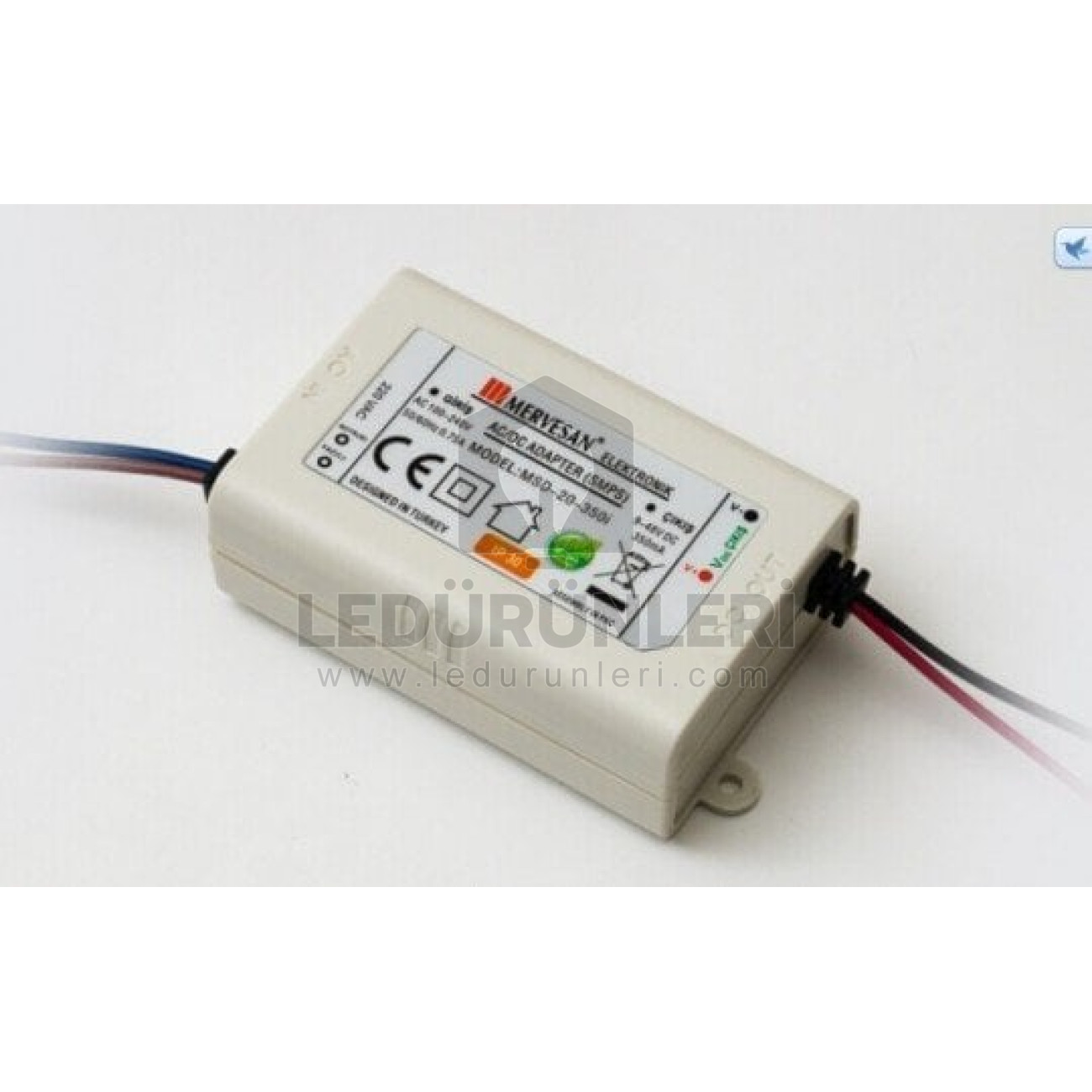 Mervesan 29-56V 350mA 20W IP 30 Sabit Akım AC/DC Led Sürücü