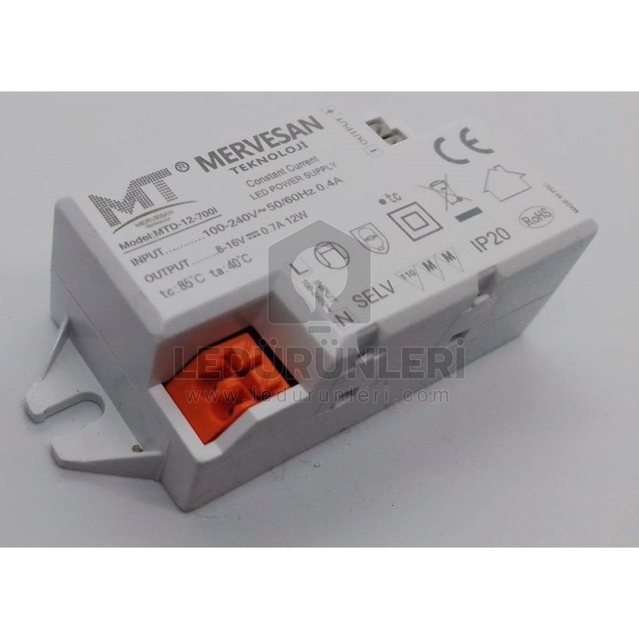 Mervesan 8-16V 700mA 12W IP 30 Sabit Akım AC/DC Led Sürücü