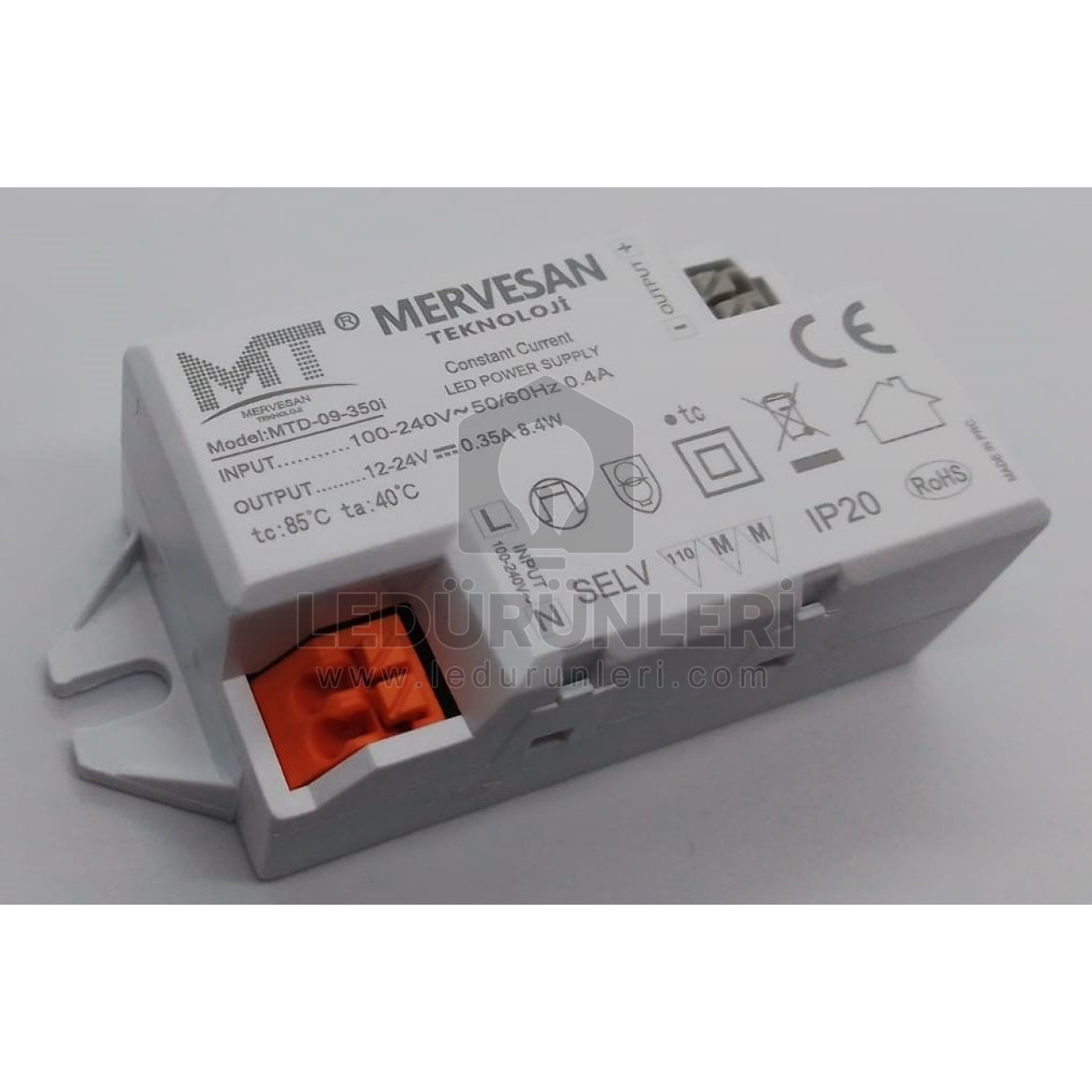 Mervesan 12-24V 350mA 8.4W IP 30 Sabit Akım AC/DC Led Sürücü