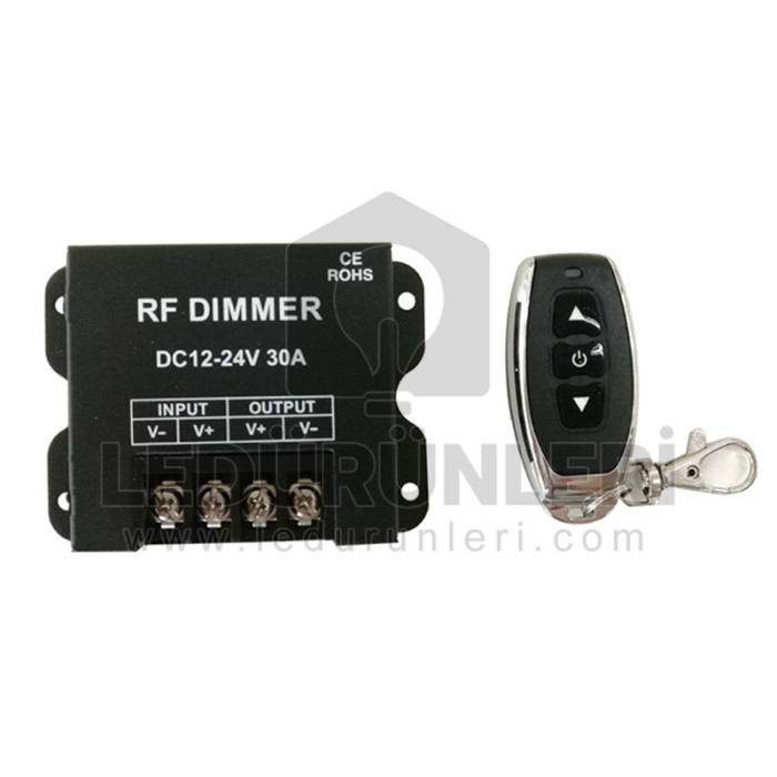 DC12V-24V 30Amper 3 Tuşlu RF Uzaktan Kumandalı Led Dimmer Cihazı - LED.01085