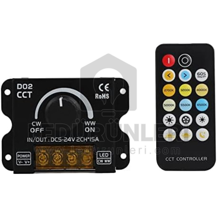 2 Kanallı 12-24v. 30A. Led Dimmer Cihazı RF Uzaktan Kumandalı - LED.01100