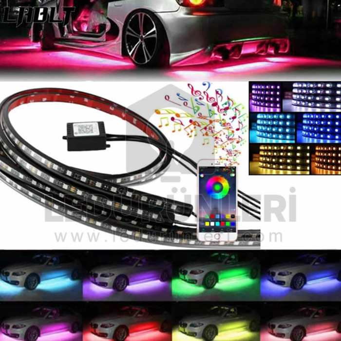 LEDLEN Araç Altı (Animasyonlu Kayan Led) Pixel Şerit Led Aydınlatma 4Lü Set Blutooth APP Kontrol