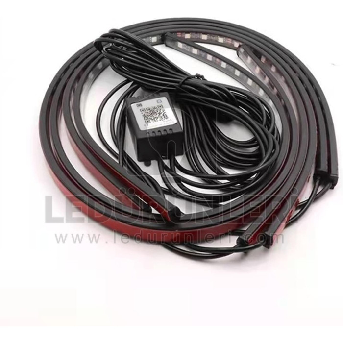 LEDLEN Araç Altı (Animasyonlu Kayan Led) Pixel Şerit Led Aydınlatma 4Lü Set Blutooth APP Kontrol