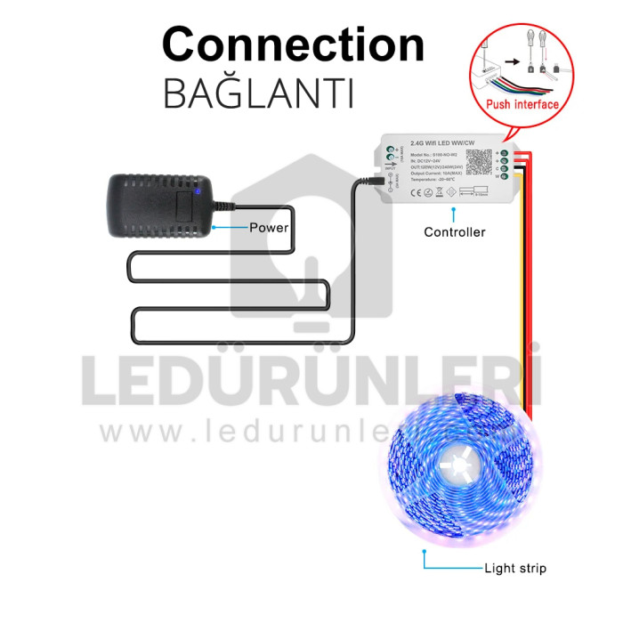 Wifi Tuya 2 Kanal (WW/CW) Led Kontrol Ünitesi - LED.01118