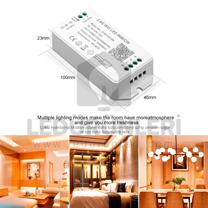 Wifi Tuya 2 Kanal (WW/CW) Led Kontrol Ünitesi - LED.01118