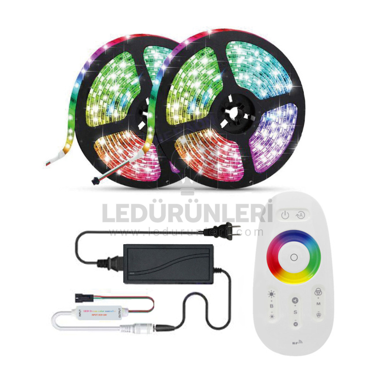 LightGo Pixel Şerit Led Seti: 5 Metre ARGB Pixel Şerit Led + Dokunmatik Kumanda + Adaptör