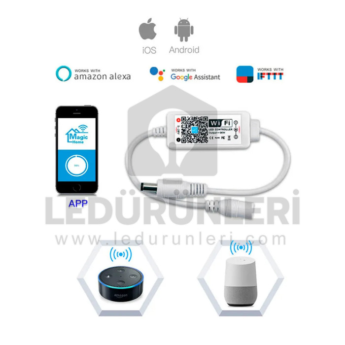 DC5-24V Tek Renk LED Dimmer – Mobil Uyumlu WiFi LED Kontrol Cihazı - LED.01125