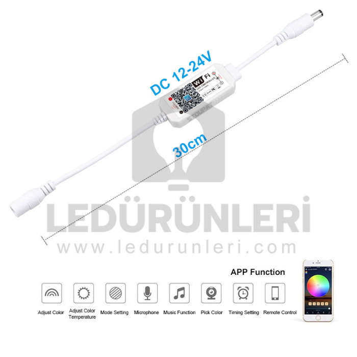 DC5-24V Tek Renk LED Dimmer – Mobil Uyumlu WiFi LED Kontrol Cihazı - LED.01125