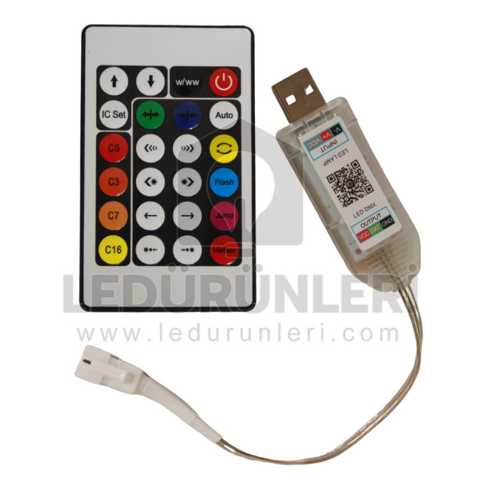 LightGo 5V USB Girişli Bluetooth Kontrollü Pixel Led Kontrol Devresi