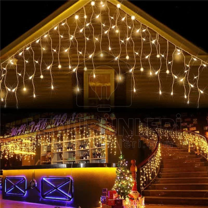 Saçak Led Flaşlı Beyaz ve Gün Işığı 2 Metre 144 Ledli (80x60x40cm Sarkıtlı) Yılbaşı Süsü (Dış Mekan) - LED.01231