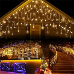 Saçak Led Flaşlı Beyaz ve Gün Işığı 2 Metre 144 Ledli (80x60x40cm Sarkıtlı) Yılbaşı Süsü (Dış Mekan)
