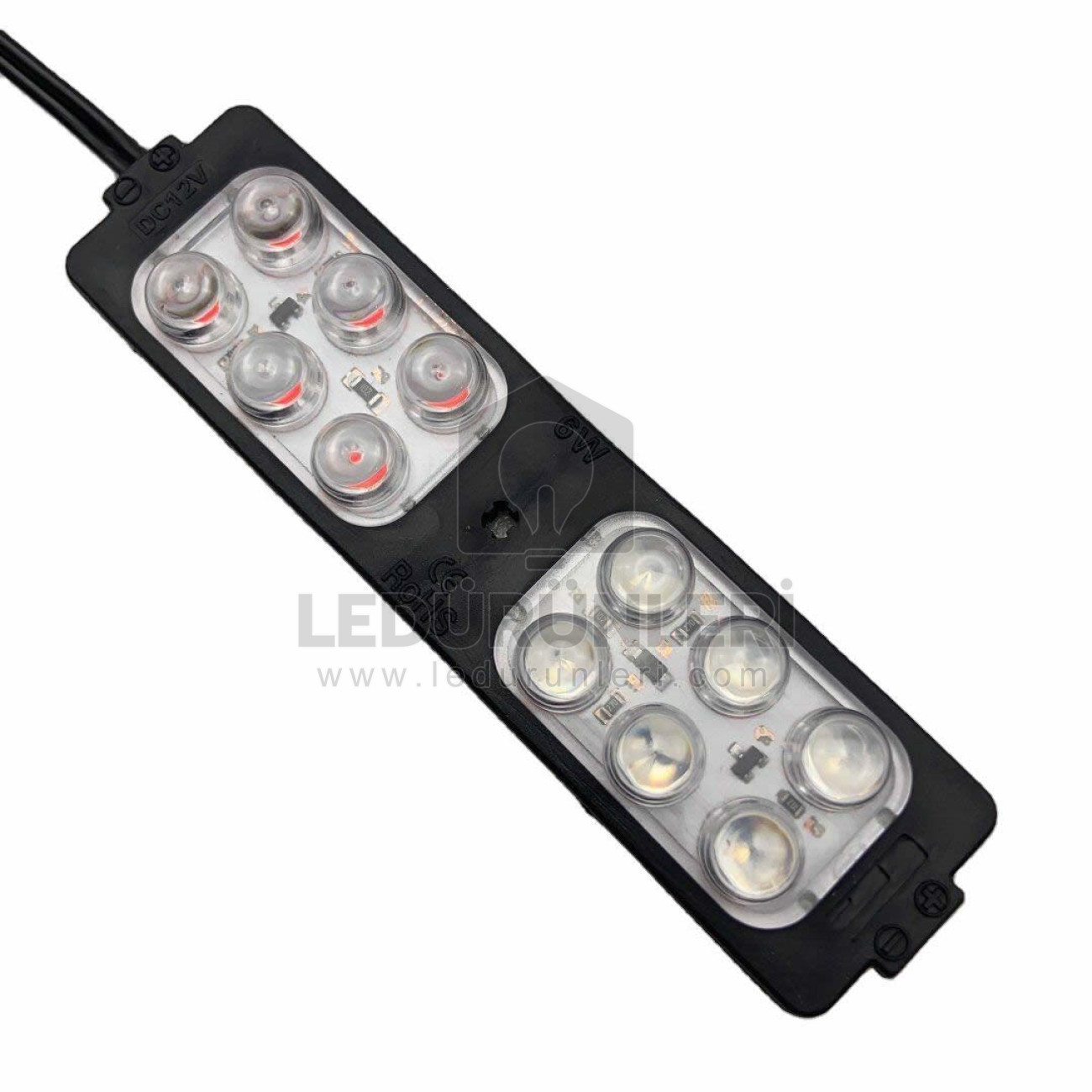 LEDLEN 12V. 6W 12 Ledli Mavi + Kırmızı Kendinden Flaş Çakarlı Modül Led