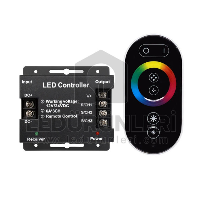 Dokunmatik RGB Şerit Led Kumandası 18A. 12v-24v - LED.01241